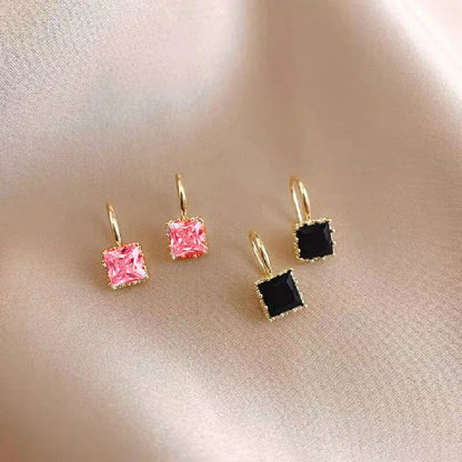 1 Pair Simple Style Square Alloy Plating Zircon Women's Earrings