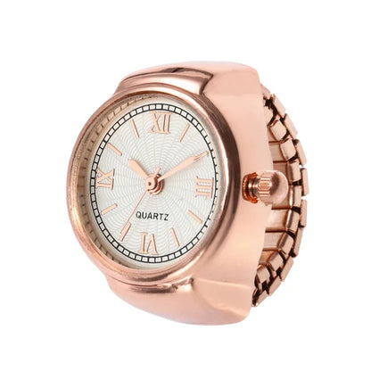 Casual Novelty Round Single Folding Buckle Ring Table Quartz Women's Watches