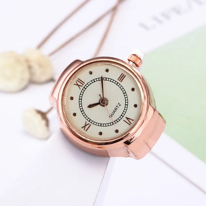 Casual Novelty Round Single Folding Buckle Ring Table Quartz Women's Watches